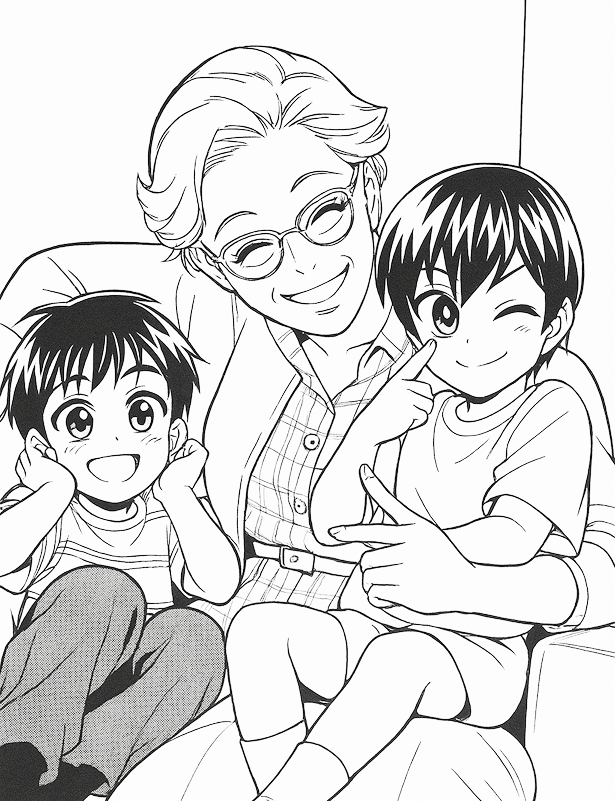 Grandma line art
